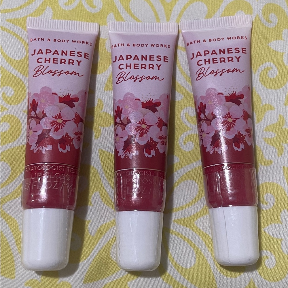 3X Bath & Body Works Japanese Cherry Blossom Lip Glosses NIP